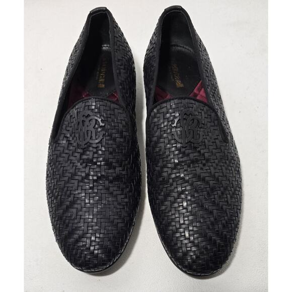 Roberto Cavalli Men\'s Night Woven Leather Loafers Black Size 39 EU/ 6 US. main image 10